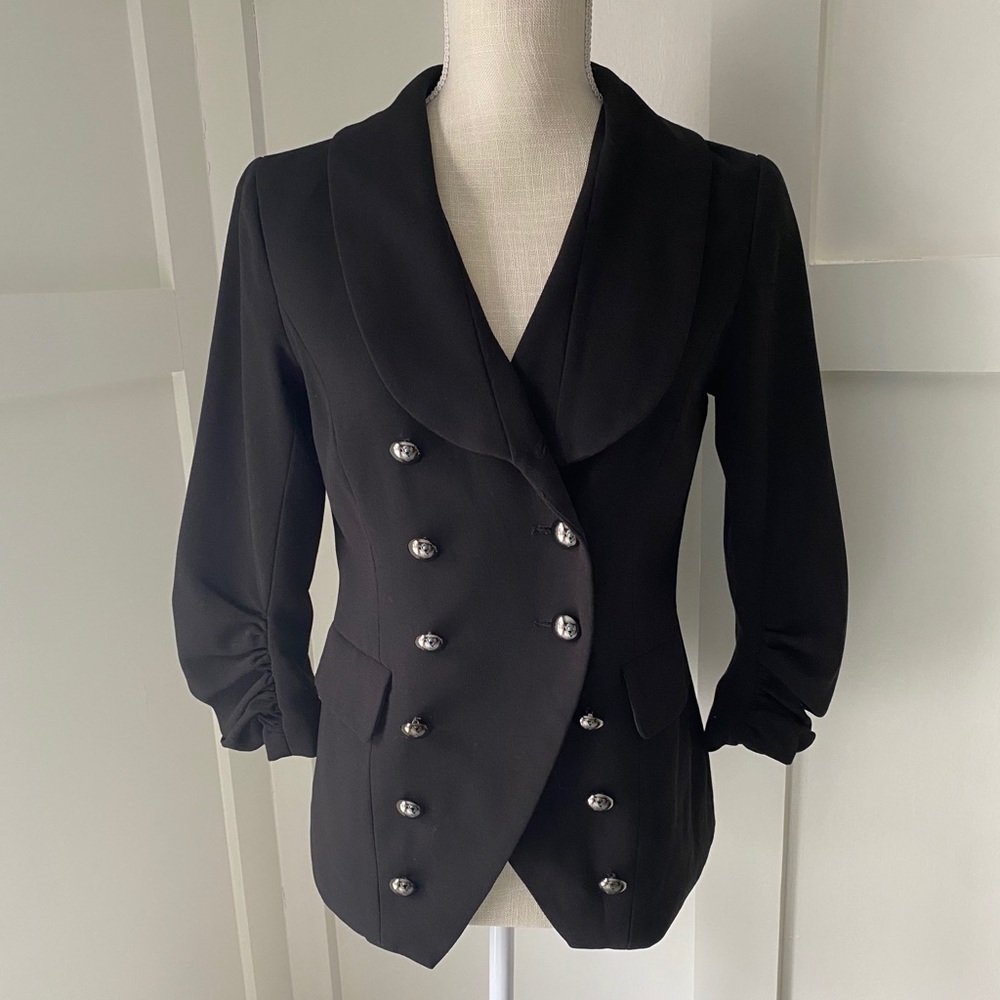 Black Kenzie Blazer with Silver Buttons